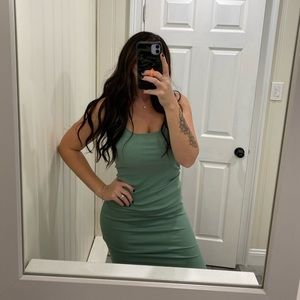 Green ribbed dress